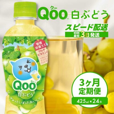 【3か月定期便】ミニッツメイド クー 白ぶどう PET 425ml 24本 [014-123]