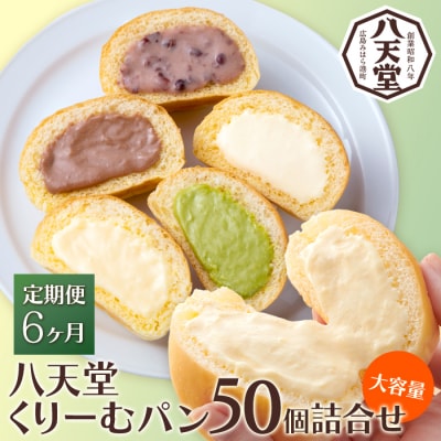 【6か月定期便】【八天堂】とろけるくりーむパン 50個(5種×各10個)  [015-067]