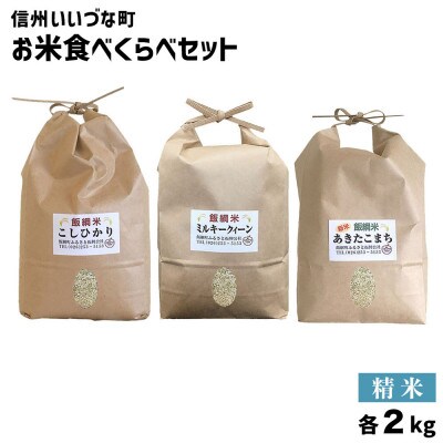 米セット 食べくらべセット 精米 2kg×3袋 あきたこまち こしひかり ミルキークイーン