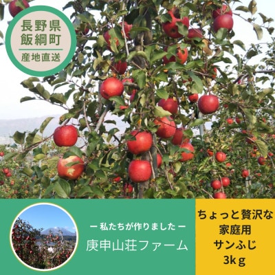 庚申山荘ファーム りんご ちょっと贅沢な家庭用 サンふじ 3kg(7～12個)