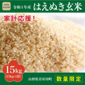 &lt;数量限定&gt; 家計応援! 令和4年産 山形県真室川町 はえぬき 玄米 15kg R4H15-G