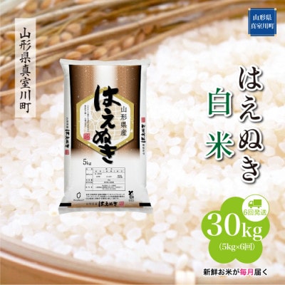【毎月定期便】はえぬき【白米】30kg(5×6回)◆RR7H3005M-H全6回