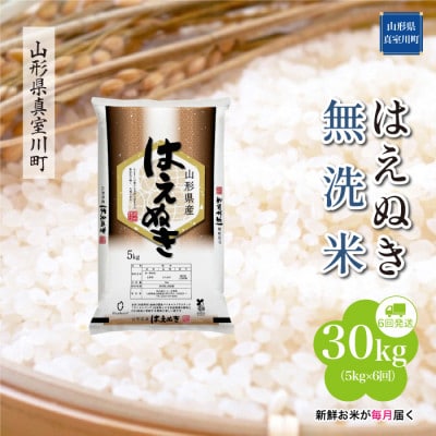 【毎月定期便】はえぬき【無洗米】30kg(5×6回)◆RR7H3005M-M全6回
