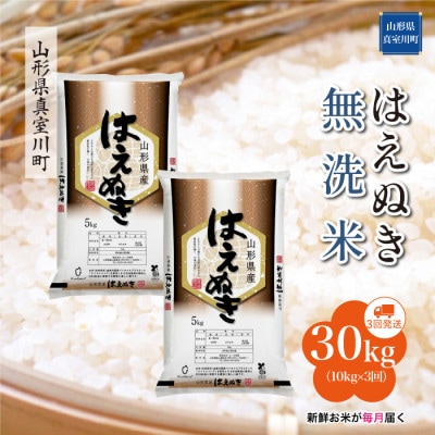 【毎月定期便】はえぬき【無洗米】30kg(10×3回)◆RR7H3010M-M全3回