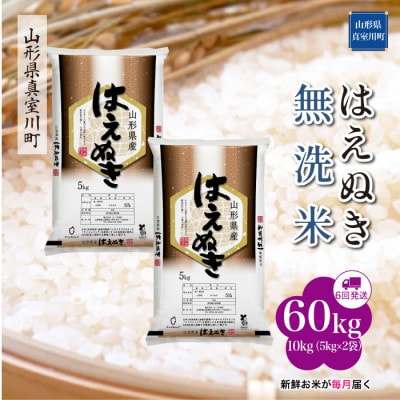 【毎月定期便】はえぬき【無洗米】60kg(10×6回)◆RR7H6010M-M全6回