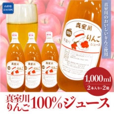 ＜真室川のおいしいりんご使用＞ 真室川りんご100%ジュース 2本入り&times;2箱