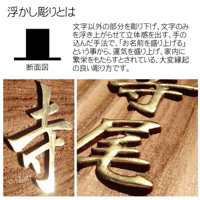 木製金箔浮かし彫り表札(長方形)
