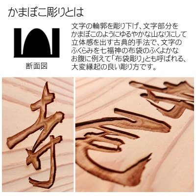 木製自筆かまぼこ彫り表札(長方形)