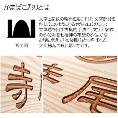木製家紋かまぼこ彫り表札(正方形)