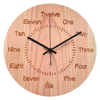 木製電波時計(円形)(英字)