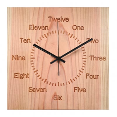 木製電波時計(正方形)(英字)