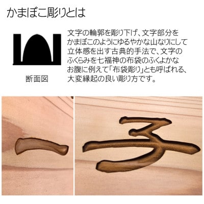 木製かまぼこ彫り飾り扇(命名)(6.3寸)