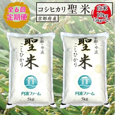 【毎月定期便】京都府産コシヒカリ　聖米(白米)5kg×2袋 全6回