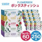 【ボックスティッシュ】スコッティティシューフラワーボックス250組60箱(1ケース5箱×12パック)