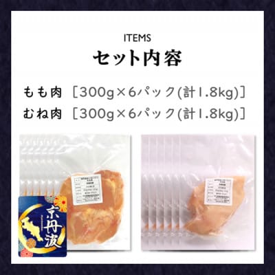 【京都府産 京丹波あじわいどり】もも肉&むね肉小分けセット 各300g×6袋(計12袋) 3.6kg