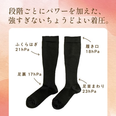 京都西陣の絹糸屋さん『こころから、おつかれさま。』シルク着圧ソックス　ブラック