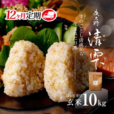 【毎月定期便】京都夜久野産　清雫(せいな)コシヒカリ 玄米10kg(5kg×2袋)全12回