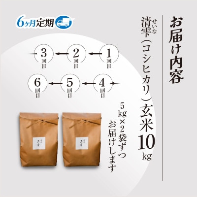 【毎月定期便】京都夜久野産　清雫(せいな)コシヒカリ 玄米10kg(5kg×2袋)全6回
