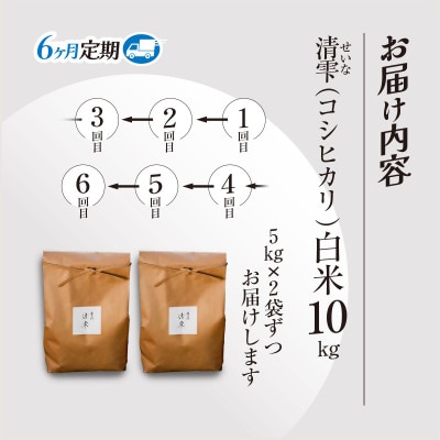 【毎月定期便】京都夜久野産 清雫(せいな)コシヒカリ 白米 10kg(5kg×2袋)全6回