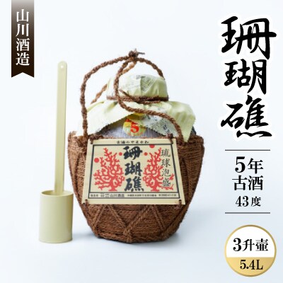 【山川酒造】珊瑚礁5年古酒 43度 　3升壷(5400ml)