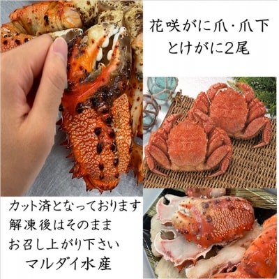 【北海道根室産】花咲がに爪・爪下と毛がに2尾 C-01028