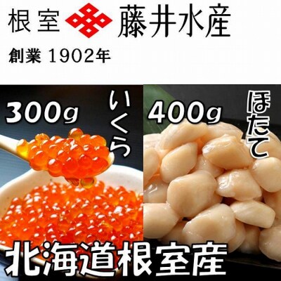 【北海道根室産】いくら醤油漬300g・お刺身帆立貝柱400g B-42084