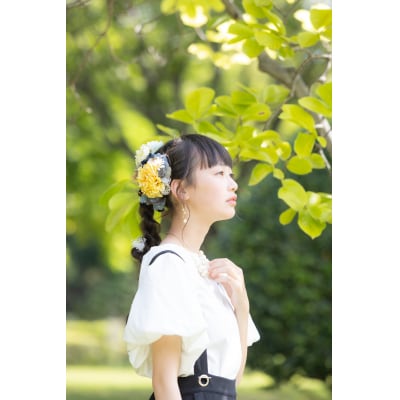 コサージュと髪飾りのフラワーアクセサリーセット(イエロー系)【760】
