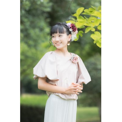 コサージュと髪飾りのフラワーアクセサリーセット(ピンク系)【761】