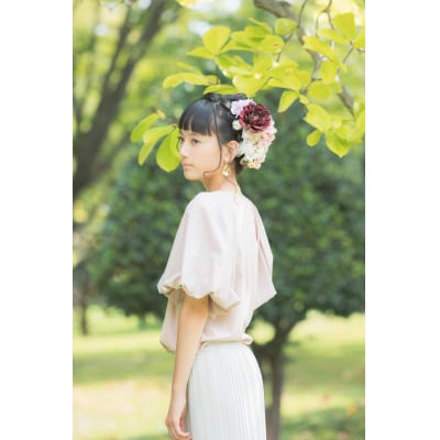 コサージュと髪飾りのフラワーアクセサリーセット(ピンク系)【761】