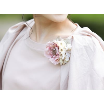 コサージュと髪飾りのフラワーアクセサリーセット(ピンク系)【761】