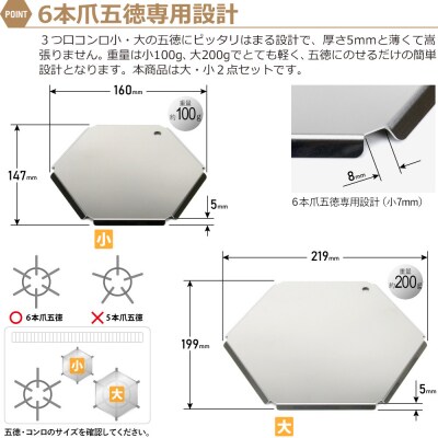 ZEOOR ガスコンロ 五徳 ゴトク カバー 大 小 2点セット GS10-01【1062】