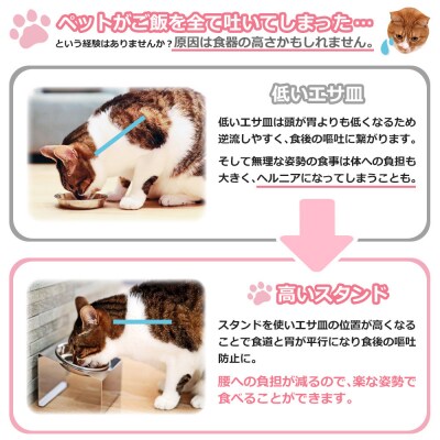 ペットフードスタンド 猫用 食器台&皿(傾斜・ダブル・ステンレス) PT10-01B-2【1066】