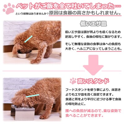 ペットフードスタンド 犬用 食器台&皿(平行・シングル・ステンレス)PT10-04B-1【1071】