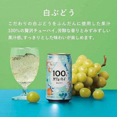 100%カジューハイ 白ぶどう チューハイ 340ml×24本 1ケース【1124】