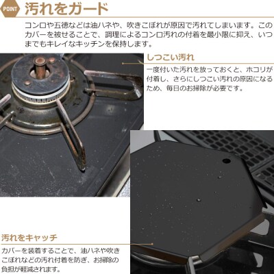 ZEOOR ガスコンロ五徳カバー大小2点セット コンロカバーブラックGS12-01BK【1351】