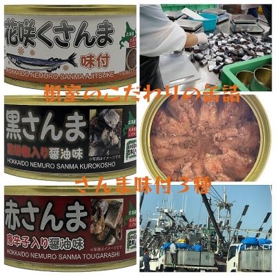 【北海道根室産】さんま味付3種×各3缶 A-78015
