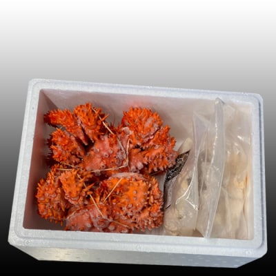 【北海道根室産】花咲かに400～550g×2尾、たこ唐揚げ250g×2P B-36047