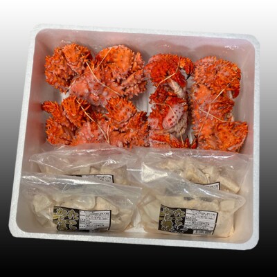 【北海道根室産】花咲かに500g～650g×4尾、たこ唐揚げ×4P D-36050