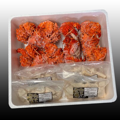 【北海道根室産】花咲かに500g～650g×4尾、たこ唐揚げ×4P D-30048