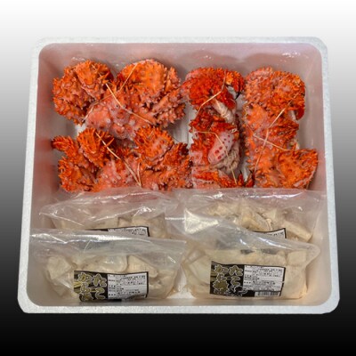 【北海道根室産】花咲かに500g～650g×4尾、たこ唐揚げ×4P D-70051