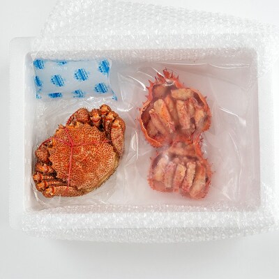 【北海道根室産】花咲ガニむき身甲羅盛り70g×2P、毛がに約450g C-45013