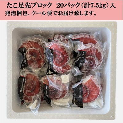 【北海道根室産】ボイル水たこ足先20P(計7.5kg) E-20003