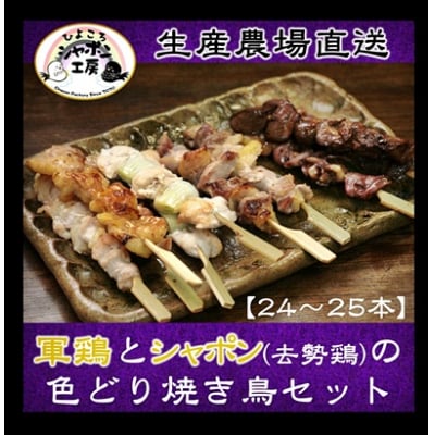 軍鶏と軍鶏シャポンの色どり焼き鳥24本セット ひよころ鶏園