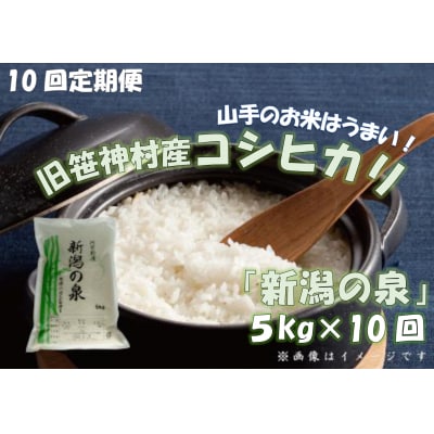 【令和7年産】【10回定期便】 農家直送コシヒカリ 新潟の泉 5kg×10回 合計50kg