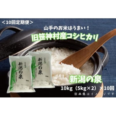 【令和8年産新米先行受付】10回定期便 コシヒカリ 新潟の泉 10kg(5kg×2) 計100kg