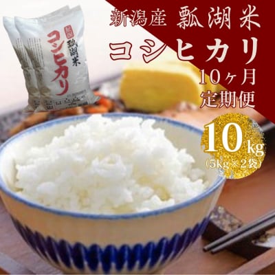 【令和7年産】【10ヶ月定期便】新潟産コシヒカリ瓢湖米　10kg×10回