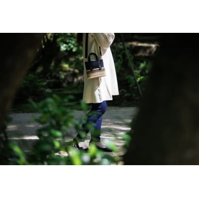 ふたえ籠サイズSブラック(竹籠フレーム帆布バッグ)