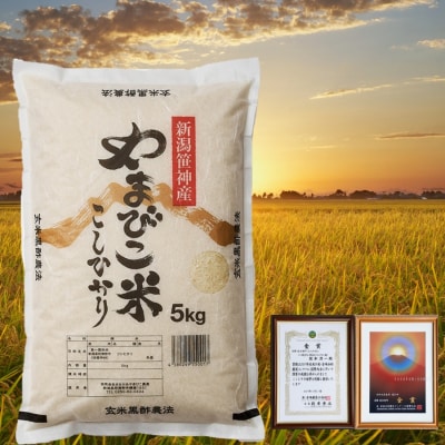 【令和7年産】玄米黒酢農法コシヒカリ「やまびこ米」5kg(白米)