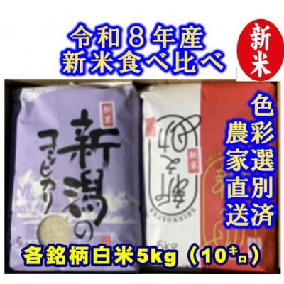 【令和8年産新米】 新潟県産 従来こしひかり&新之助 白米 食べ比べ 10kg(各5kg)