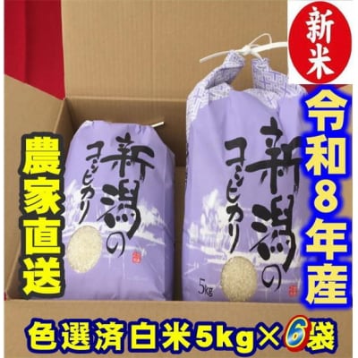 【令和8年産新米】 新潟県産 「従来こしひかり」 白米 30kg(5kg×6袋)